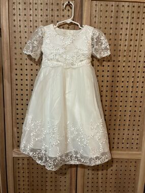 Girls' Ivory Embroidered Lace Formal Dress 24 Mo.